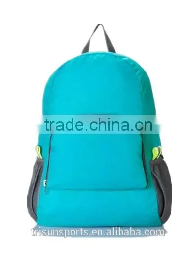 easy carry polyester foldable travel backpack with two layers