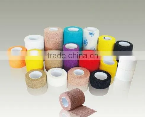 Colored self- adhesive cotton and non-woven elastic bandage