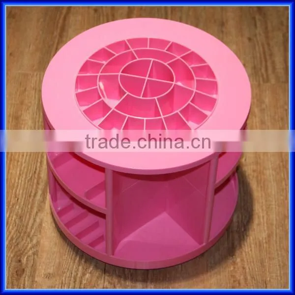 Hot sell pink rotating acrylic cosmetic organizer, custom plastic storage cosmetic organizer