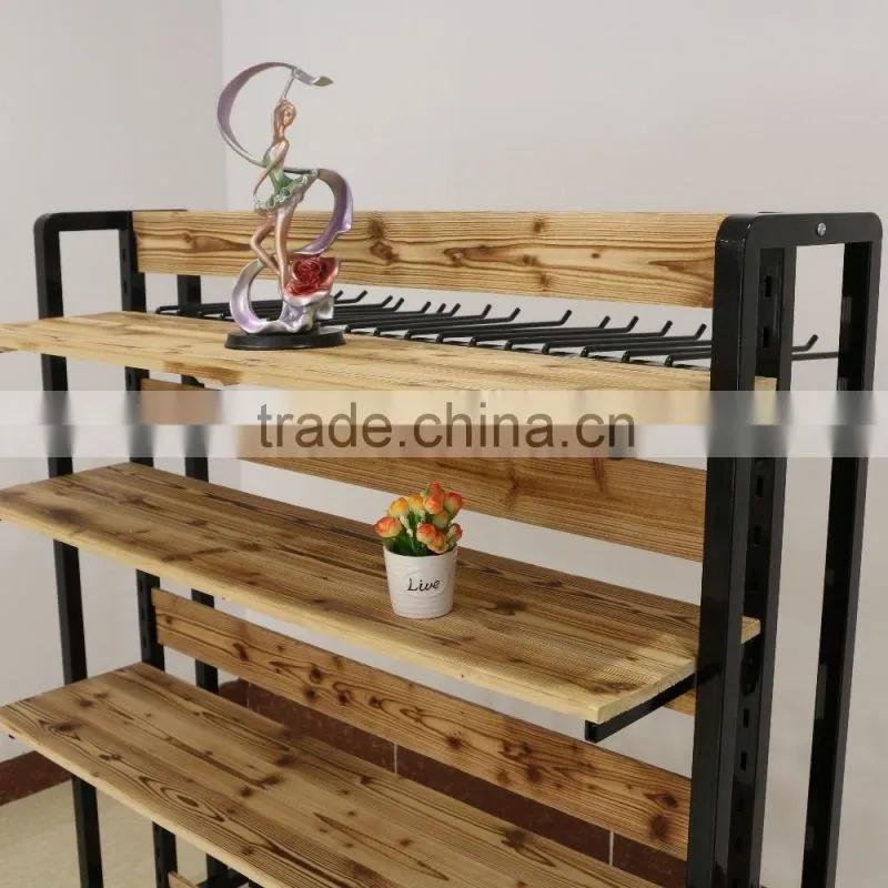Wood and metal clothes display Trousers rack with hanging