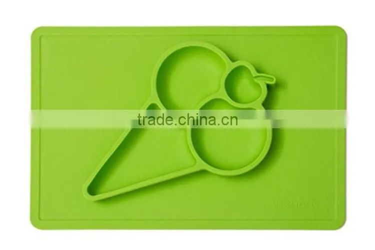 BPA Free Wholesale Non-slip Silicone Baby Placemat Plate