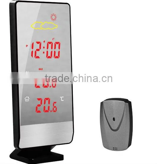 DESKTOP COLORFUL WIRELESS WEATHER STATION WITH SENSOR ALARM CLOCK, CE ROHS R&TTE and FCC compliance S638B