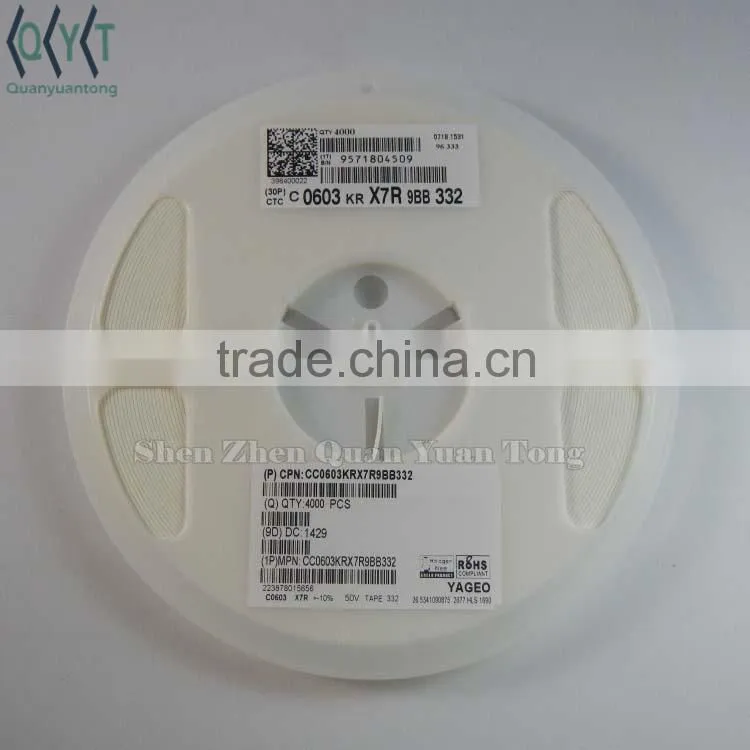 Capacitors CC0603KRX7R9BB332 0603 50V 332 NEW