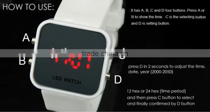 Men Lady Sport Digital Date Wrist Watch silicone sport mirror led watch hot