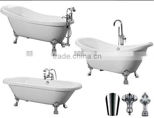 Acrylic solid surface white p shape shower bathtubs with glass panel
