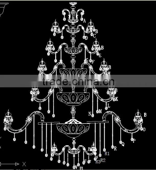 Customized big chandelier , Modern Style Chandelier zinc alloy Crystal Chandelier pendant lighting for hotel