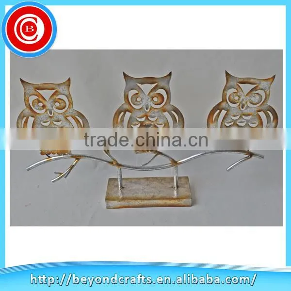 Newest home decor 3 metal owl candlestick