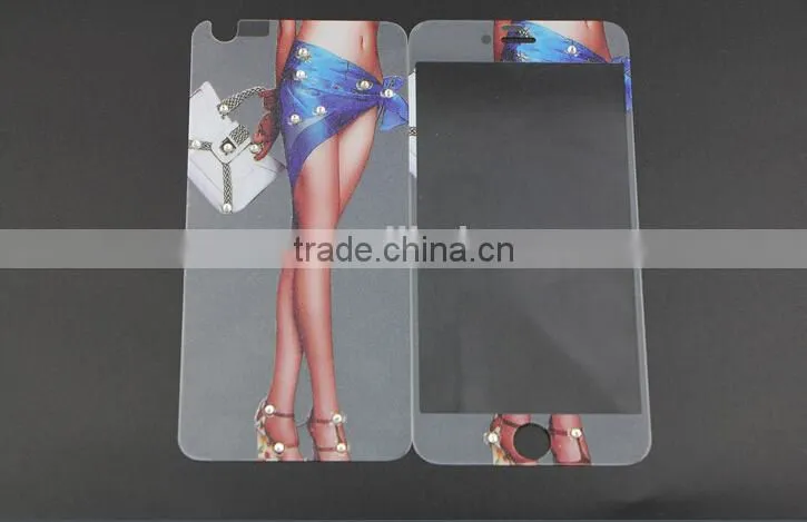 Fashion mobile phone accessories diamond tempered glass screen protector for iPhone 6