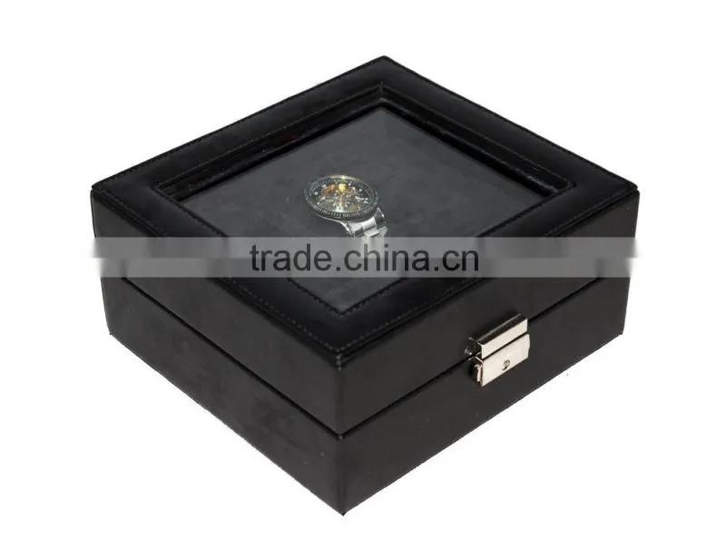 Exquisite Custom Makeing Black Pu Leather Watch Storage Box