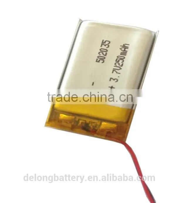 502035 lipo battery 3.7v 250mah customized lipo battery