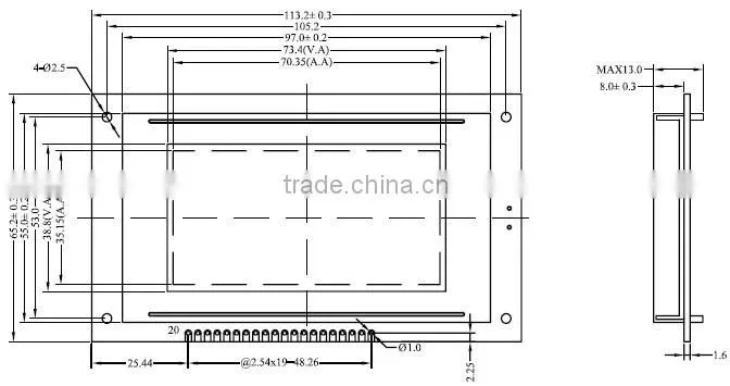 12864-ZC Word stock directory, with adjustable, serial/parallel interface way can be chosen