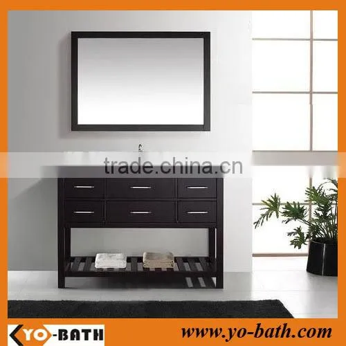48 inch single sink solid wood espresso modular bathroom vanity, elegant bathroom vanity with marble countertop