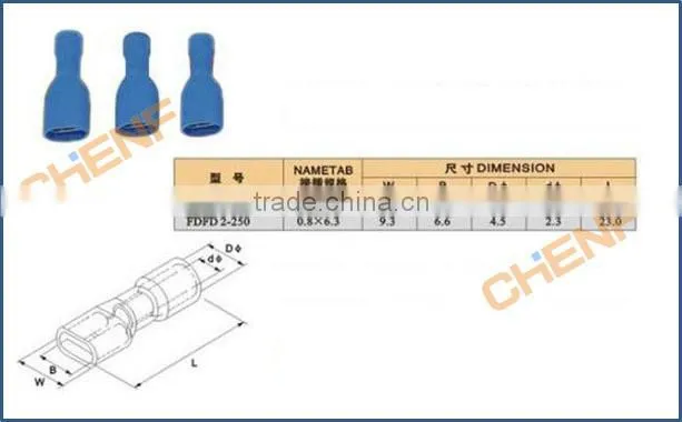 Hot Sell Fully Insulated Female Pre- insulated terminal / plug spring FDFD2-250 6.3 plug-in terminals