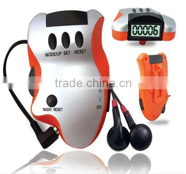 3 Buttons Multifuntional FM Radio Pedometer with Calories Calculate and Time Display