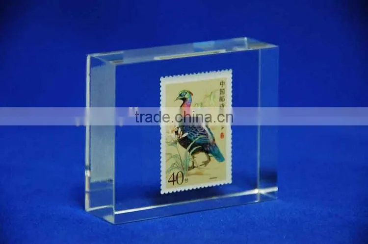 Customized clear acrylic glass crystal block with stamp