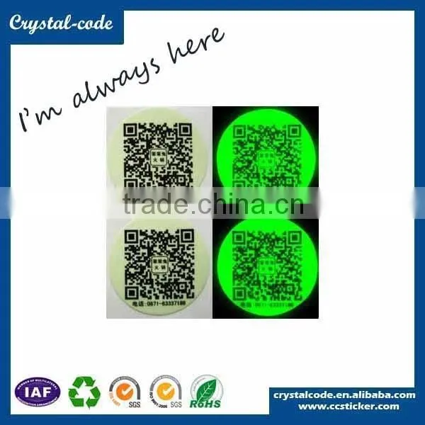 Eco-friendly glow in dark luminous label