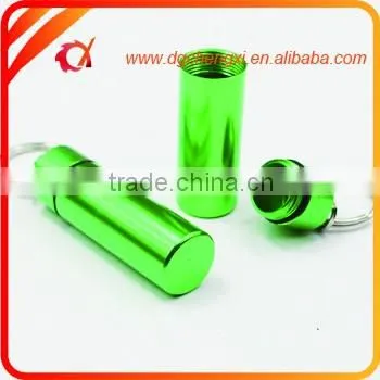 2016 Hot Sale Green Round Bottom Waterproof Pill Box With Keyrings,Earplug Storage Bottle