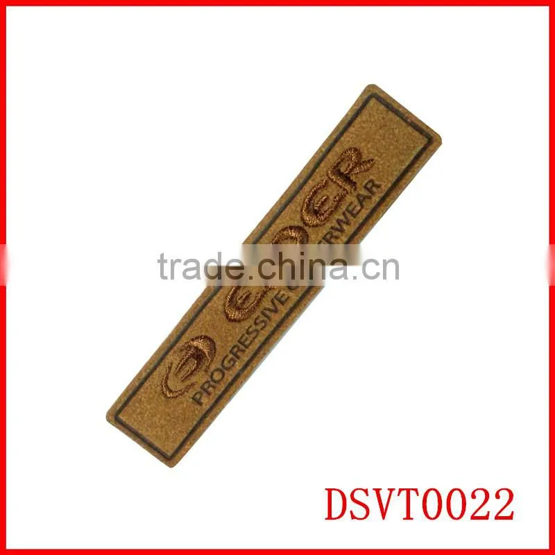 Embossed pu /genuine leather label jeans washable leather patch