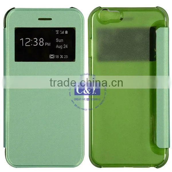 C&T Transparent Back Smartphone Smart Window Folio Wallet Case Slim Flip Leather Case For Apple iPhone 6 4.7 Inch
