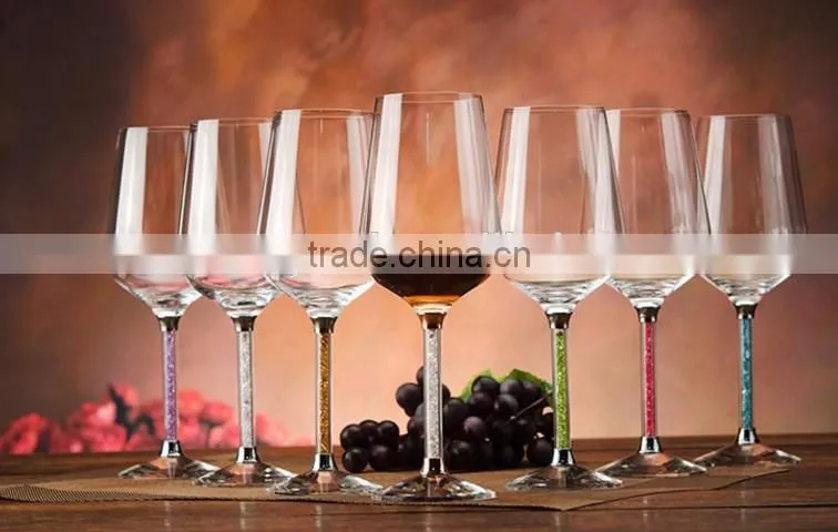 Manufacture Crystal Diamond Filled Inside Stem Red Wine Glasses Cup for wine R-3045
