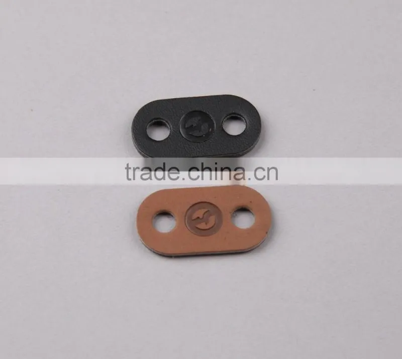 Color PU Leather Label with Custom Logo Backpack Pig Nose Leather Cord End Stoppers