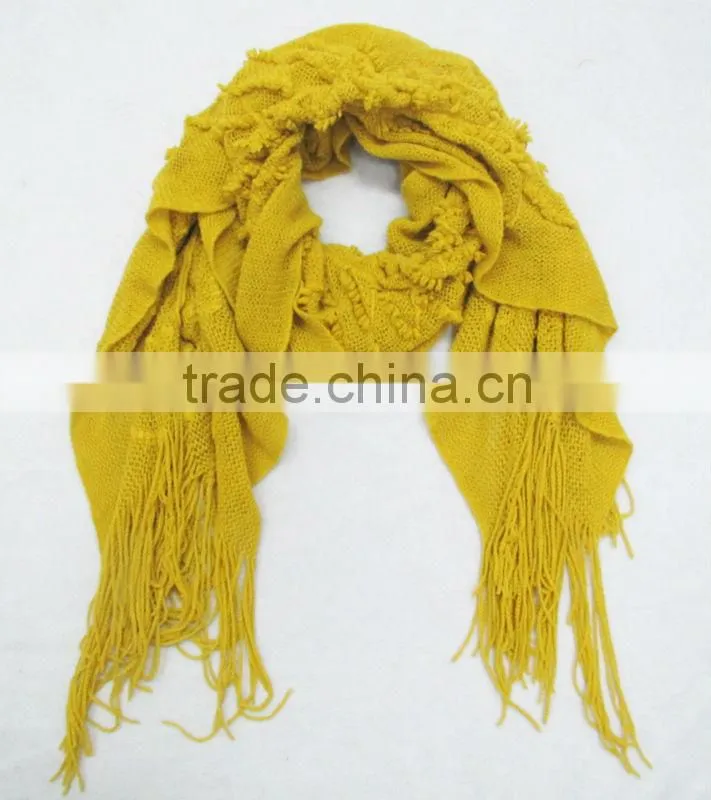 2014 wholesale winter hot fashion knitted scarf,Yellow acrylic scarf,Fashion accessories