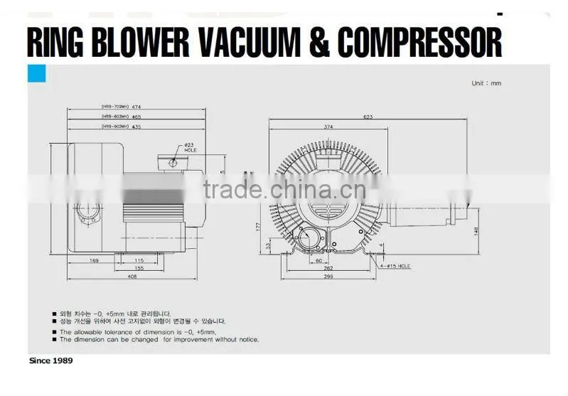 Industrial H&H Ring Blower HRB-602 By Made In Korea