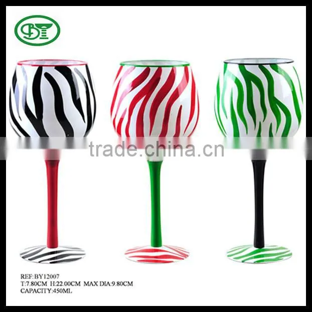hand painted stripe wine glass