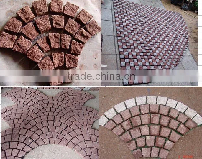 red porphyry cobbles with back meshed