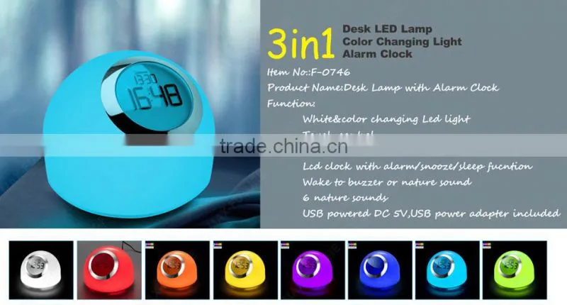 Touch Control Glowing LED Color Change Digital Alarm Clock With Snooze Function