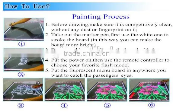 funny neon color diy drawing led dry erase boards for kids