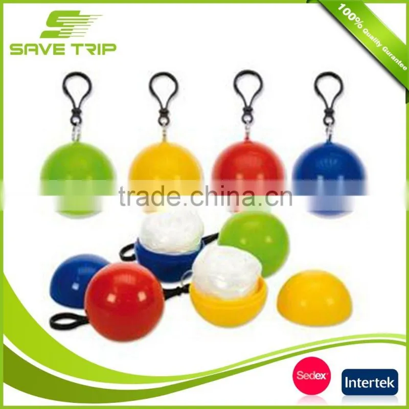 Cheap PE emergency disposable rain coat ball rain poncho with logo