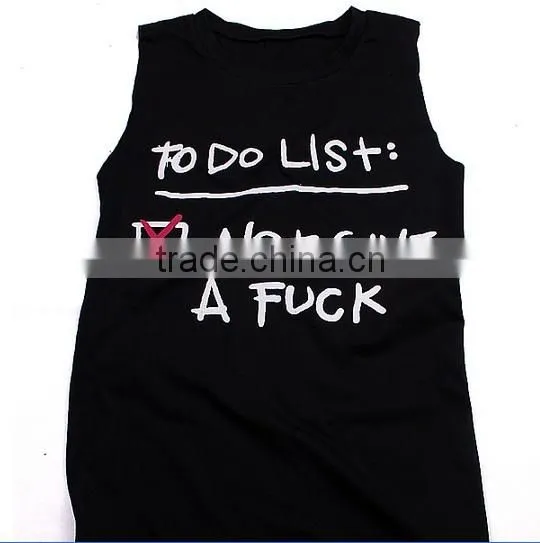 China wholesale printed design sleeveless tank top/ladies top chest printing