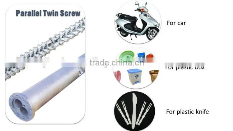 Conical twin screw barrel for injection moulding machine/ for PC / PA / PBT / PET plastic machine