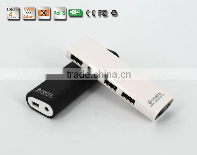 Slim shape but High Speed 480MBPS usb2.0 4 por hub form usb por hub suppliers with Plastic Casing