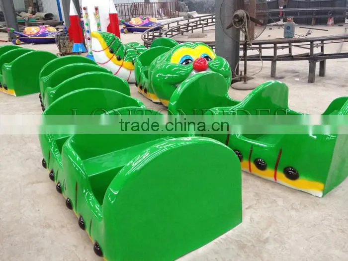 Kids games apple bug paradise amusement electric worm train rides mini roller coaster for sale