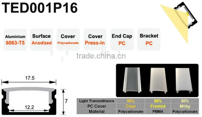 Cheap Prices Anodized Silver Aluminum Led Profile Housing