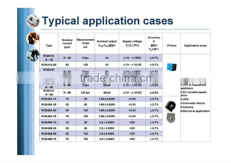 PCB mount Hall effect DC AC pulse turbility current transducers / sensors RCB41D series, current signal detector