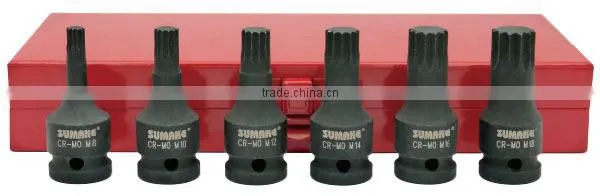 SIS-4440 Metal Box 1/2" CR-MO Steel Impact Spline Bit Socket Set