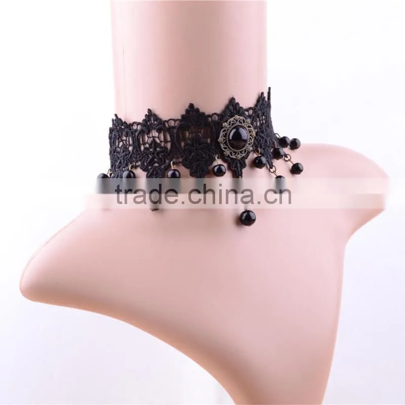 Black pearl Lace Choker Necklace Gothic Retro choker
