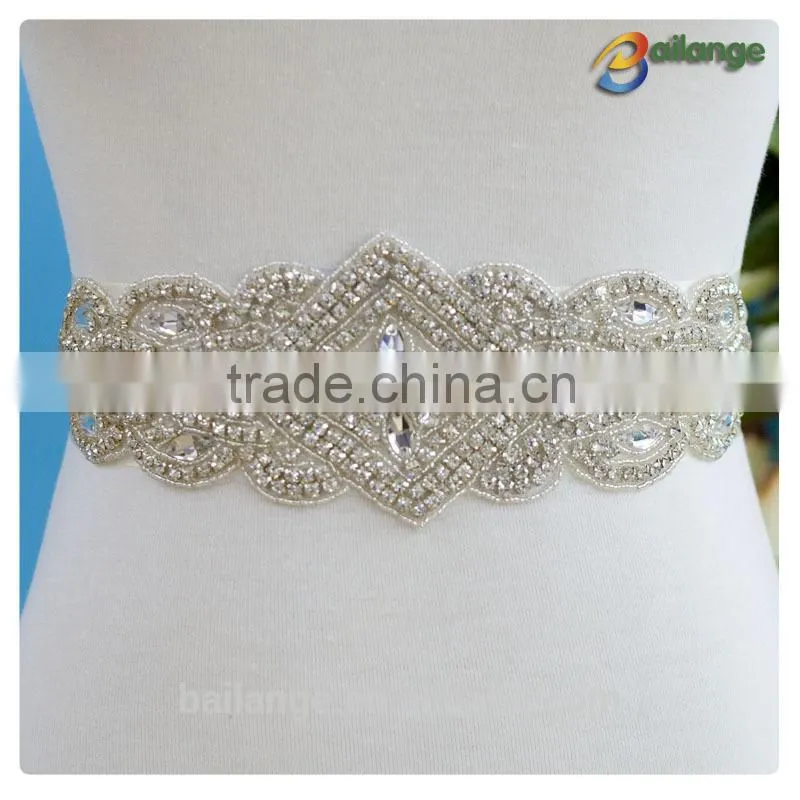 2016 Fancy new fashion Sew-on fancy rhinestone sash belt for wedding dress