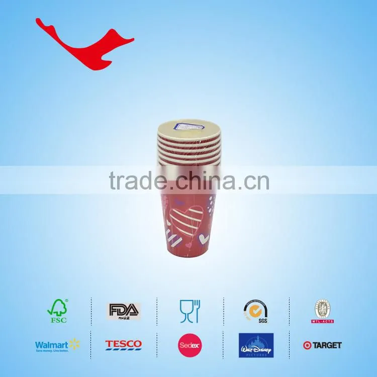 9oz(high) PE coated Single wall disposable paper cups with Printing