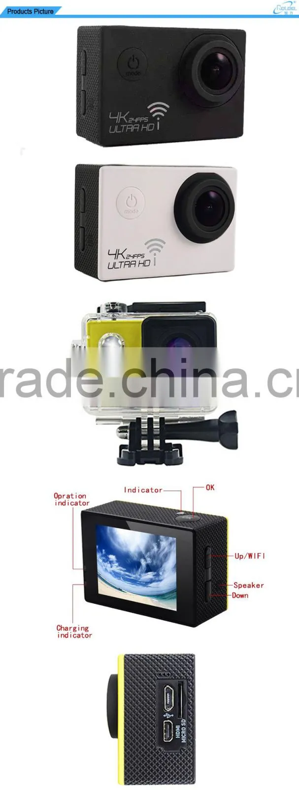 2016 Wholesale Full HD Real 4k Ultra HD underwater Wifi Video Action Camera with H.264