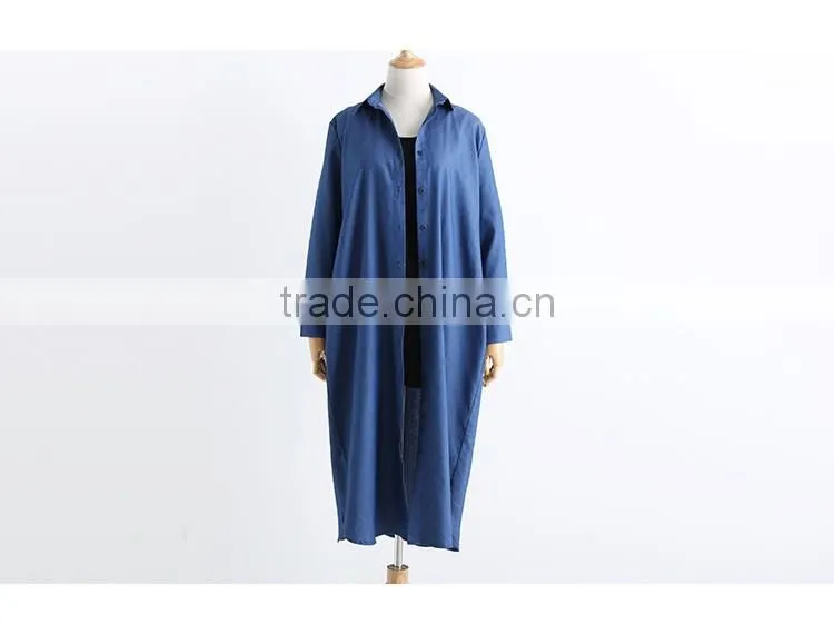 Washed Denim Shirt Dress Loose Large Size Long Sleeve Women New Autumn
