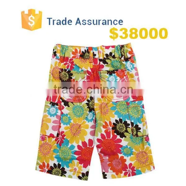 2015 New Fashion Children Kids Clothing Boys 100% Cotton Casual Sport Colorful Floral Printing Beach Shorts Half Pants Trousers