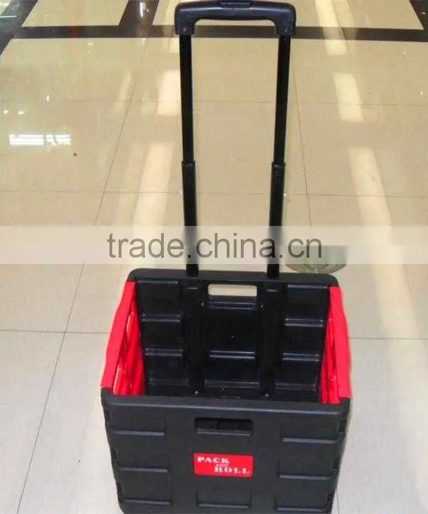 light weight plastic collapsible rolling hand pull cart DW-FP-S