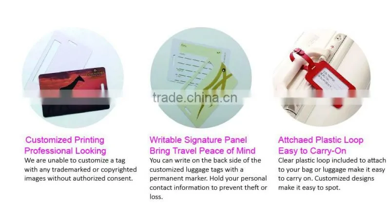 Double Sheets PVC Matte Luggage Tags With Hole, Eyelet and Transparent Strap