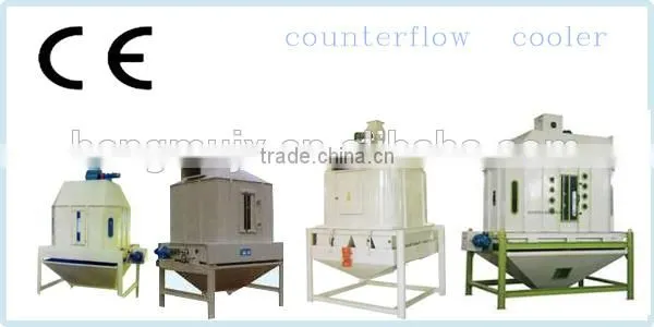 Cooling feed pellets as room temp / smooth rotation counter-flow cooler