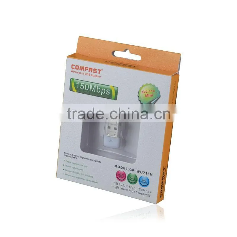 CE,FCC,ISO9001 certificates high quality new Mini USB Wireless lan card N 802.11 b/g/n WiFi Adapter WiFi Dongle 150Mbps