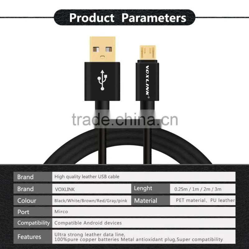 Voxlink fast charging 5v 1a Gold-Plated 0.25m/1m/2m/3m usb type c cable or micro USB 2.0 Charger Date Cable (connector optioal)